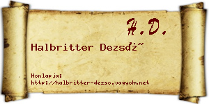 Halbritter Dezső névjegykártya